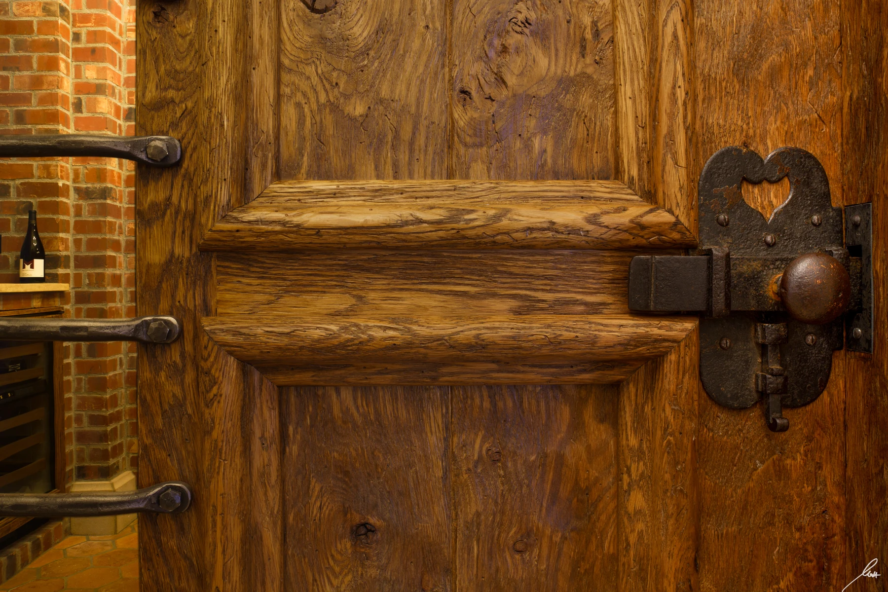Handcrafted ironwork door hardware at Château Okanagan